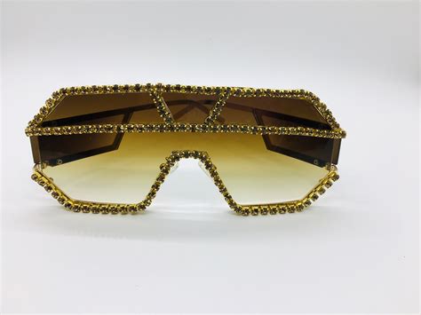 Rhinestone Sunglasses Fashion Sunshades Women Sunglasses Unisex Frames Brown Gold Gradient