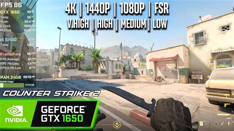 GTX 1650 Counter Strike 2 4K 1440p 1080p FSR Very High High