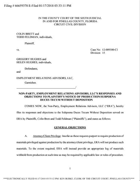 Response Doc And Objections To Pltf S Notice Of Production Subpoena