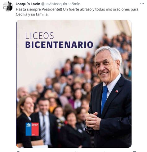 Hasta siempre el mensaje de Joaquín Lavín al expresidente Sebastián