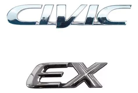 Emblemas Civic Ex Letreiro Cromado Linha Honda Kit Pe As