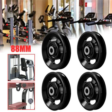 4pcs Lot 88mm Pulley Wheel Aluminium Alloy Lift Heavy Load Gym Bearing