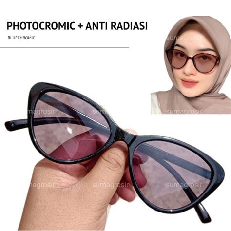 Jual Kacamata Cat Eye Photocromic Anti Radiasi BLUECHROMIC Model Gaya