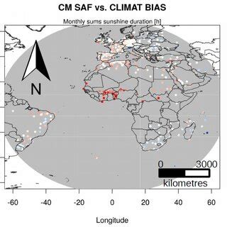 Spatial Distribution Of The Bias H Between Monthly Sdu And Climat For