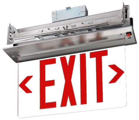 Recessed Edge Lit Exit Sign Red Led