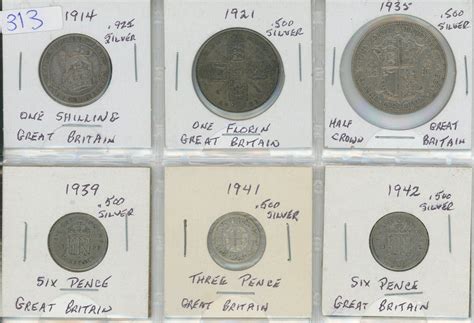 SIX GREAT BRITAIN COINS, ALL SILVER