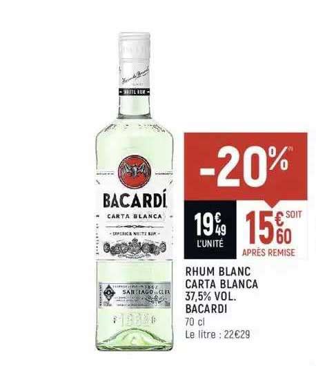 Offre Rhum Blanc Carta Blanca Vol Bacardi Chez Spar