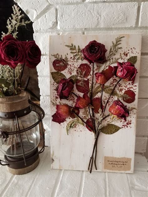 Pressed Flower Bouquet By Petal Press Decor Using Red Roses From The