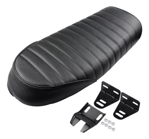 Asiento Plano Universal Moto Cafe Racer Scrambler Negro Cuotas Sin