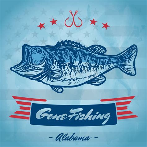 Gone Fishing Sign Vector Illustration Decorative Design Stock