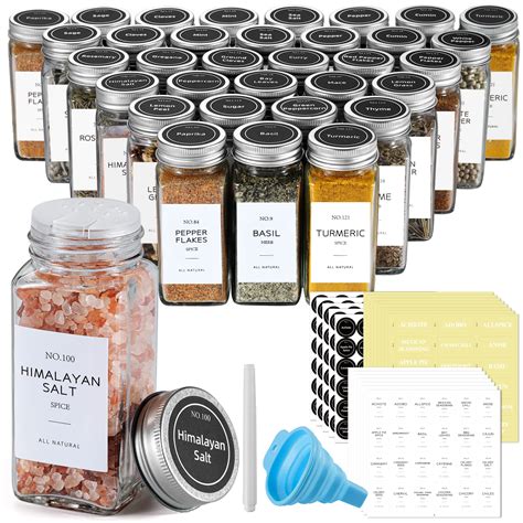 Netany Pcs Spice Jars With Labels Glass Spice Jars With Shaker