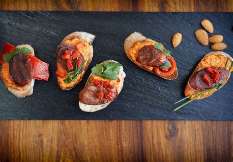 Chorizo Tapas with Roasted Red Pepper Sauce