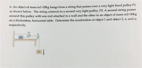 Solved 6 An Object Of Mass M1 20kg Hangs From A String That