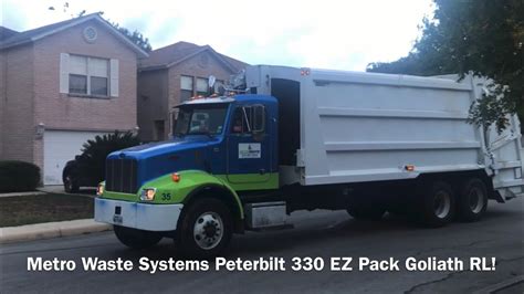 Metro Waste Systems Peterbilt 330 EZ Pack Goliath Rear Loader YouTube