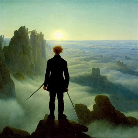 Wanderer Above The Sea Of Fog By Caspar David Friedrich Stable Diffusion