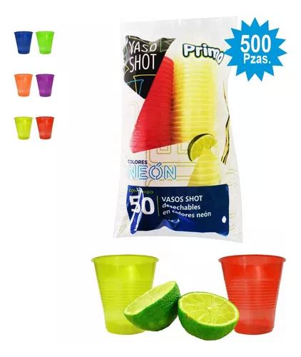 Vaso Shot Neón Desechable 500 Piezas Marca Primo Pineon1 Meses sin