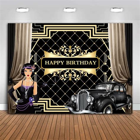 Buy Mtmety 7x5ft Gatsby Themed Happy Birthday Backdrop Vintage Cars