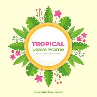 Free Vector | Flat summer frame with tropical leaves