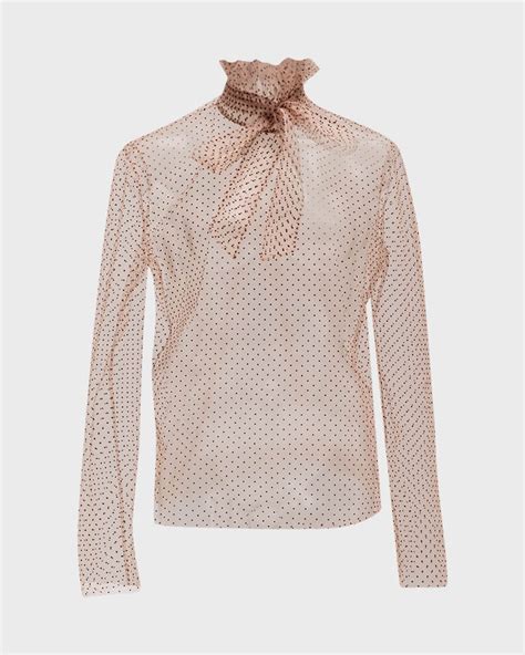 Philosophy Di Lorenzo Serafini Sheer Polka Dot Tie Neck Blouse Neiman