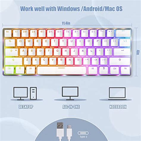 MIHIYIRY US Layout 60% Hot Swappable Mechanical Keyboard, RGB Backlit ...