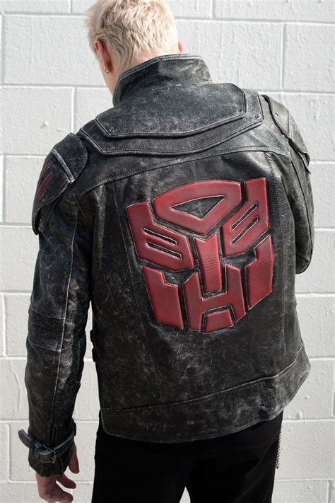 Mens Transformers Autobot Shield Black Armor Leather Jacket Shopperboard