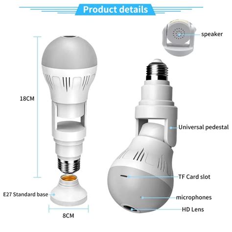 V Kamera Cctv Bentuk Bohlam Panoramic Camera Pir Hd P Mp D