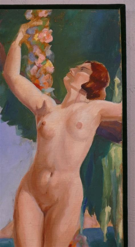 Proantic The Bathers Large Art Deco Painting Naked Women