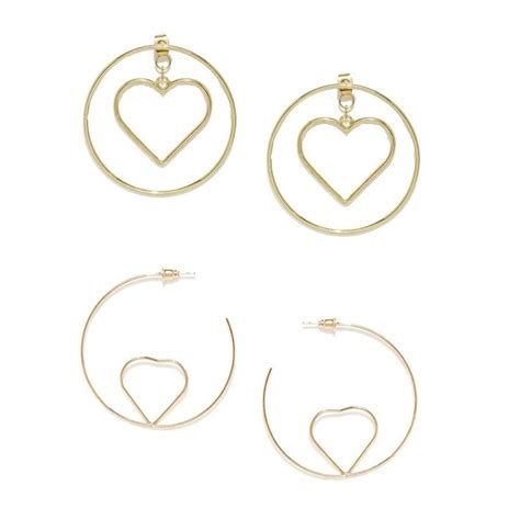 Fabula Jewellery Combo Of Delicate Gold Tone Heart Shape Drop