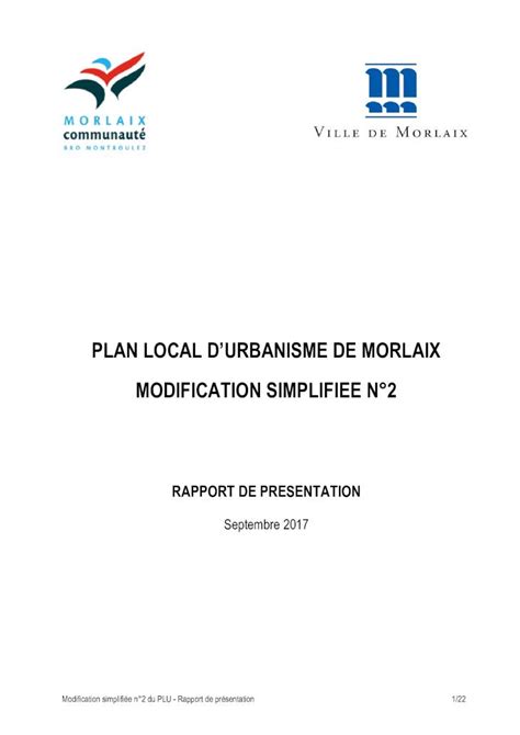 PDF MODIFICATION SIMPLIFIEE DU PLU DE MORLAIX PLAN LOCAL D