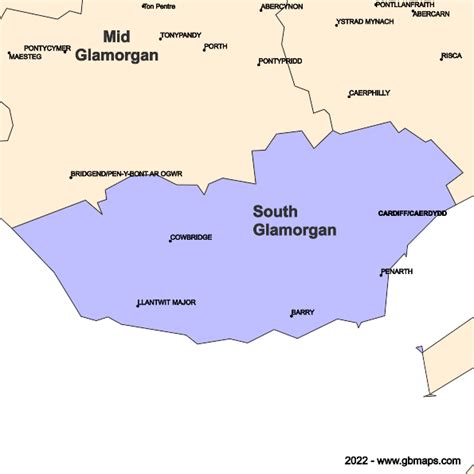 South Glamorgan County Boundaries Map