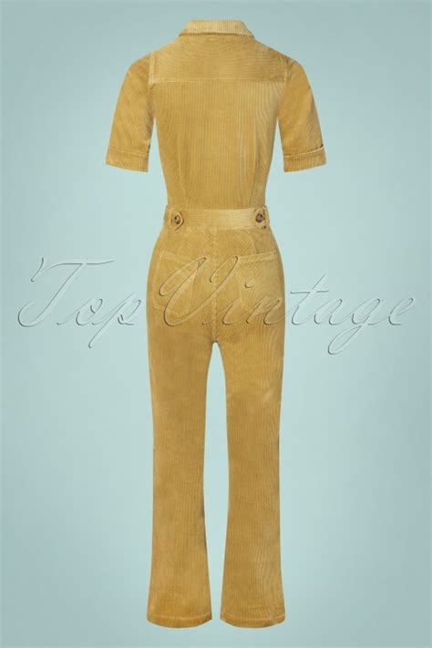 King Louie 70s Garbo Zip Jumpsuit Corduroy In Mustard Gold Shop At