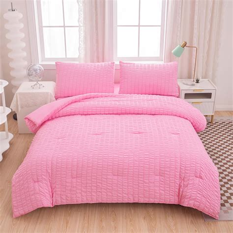 Yadangxiawa Pink Comforter Sets Queen Size Pink Bedding