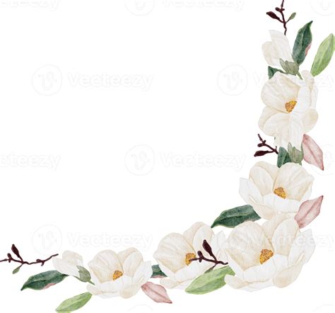 Watercolor White Magnolia Flower And Leaf Bouquet Clipart 18249960 Png