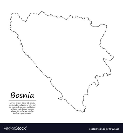 Simple Outline Map Of Bosnia Silhouette In Sketch Vector Image