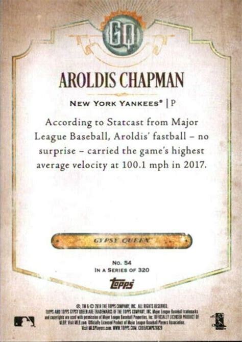 Aroldis Chapman Topps Gypsy Queen Green Parallel Card Ebay