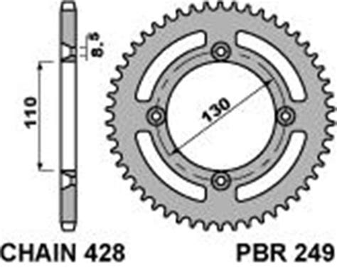 Corona PBR Passo Catena 428 Cod 249 Z51 Denti In Acciaio 249 51 C45