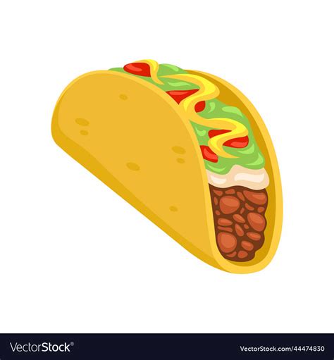 Taco mexican food cartoon Royalty Free Vector Image