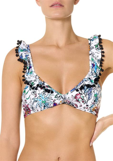 Goldenpoint Women s Bikini Damen Badeanzug BH mit Rüschen an den Schultern Island Resort Top