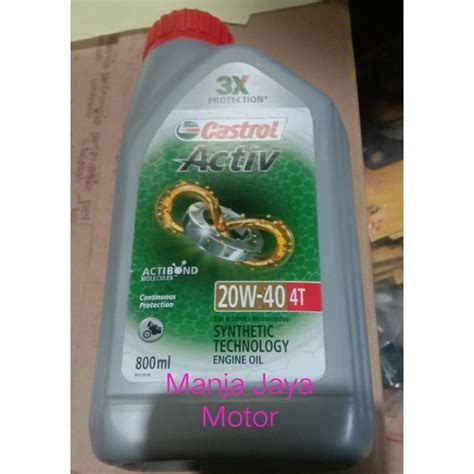 Jual Oli Mesin Castrol Active Sae 20 40w 800ml For Motor Bebek Honda