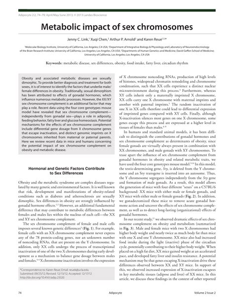 Pdf Metabolic Impact Of Sex Chromosomes