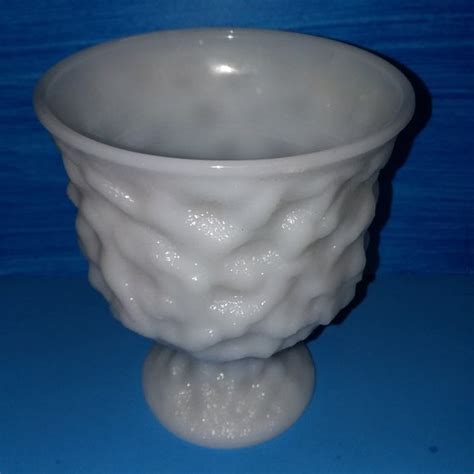 EO Brody Accents Vintage White Milk Glass Pedestal Plantervase By E