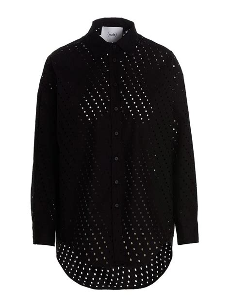 Nude Openwork Shirt Black Women 110357009 Thebs