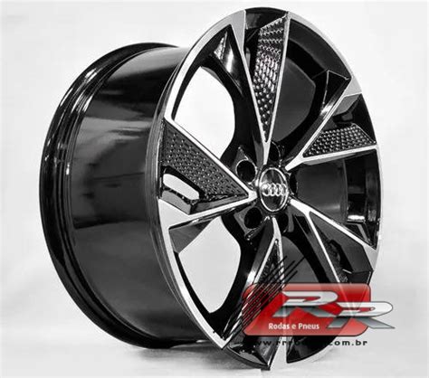 JOGO DE RODA AUDI RS7 REPLICA GT7 18X8 DIAMANTADA PRETA 5X112 ET 42