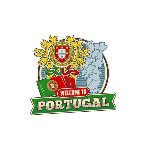 Premium Vector Portugal Map Flag And Coat Of Arms Vector Emblem With