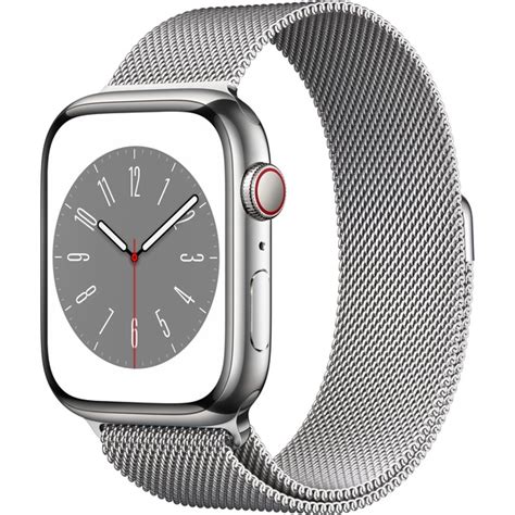 Apple Watch Series 8, Smartwatch silber, 45 mm, Milanaise Armband ...