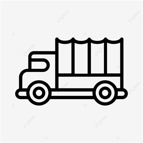 Military Truck Line Icon Military Truck Cargo Png And Vector With