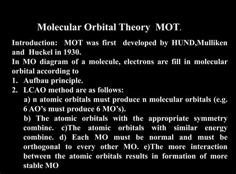 Molecular Orbital Theory Mot Ppt