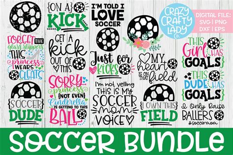 Soccer SVG DXF EPS PNG Cut File Bundle 223357 Cut Files Design