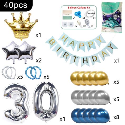 Partywoo Th Birthday Balloons Garland Kit Crown Balloons Balloon