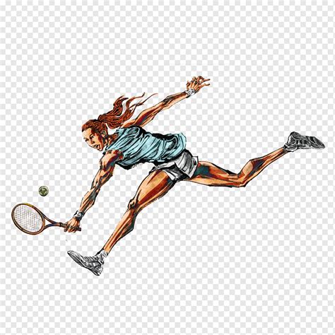 Jugador De Tenis Deporte Atleta Saltando Ni A Jugando Tenis Pintado